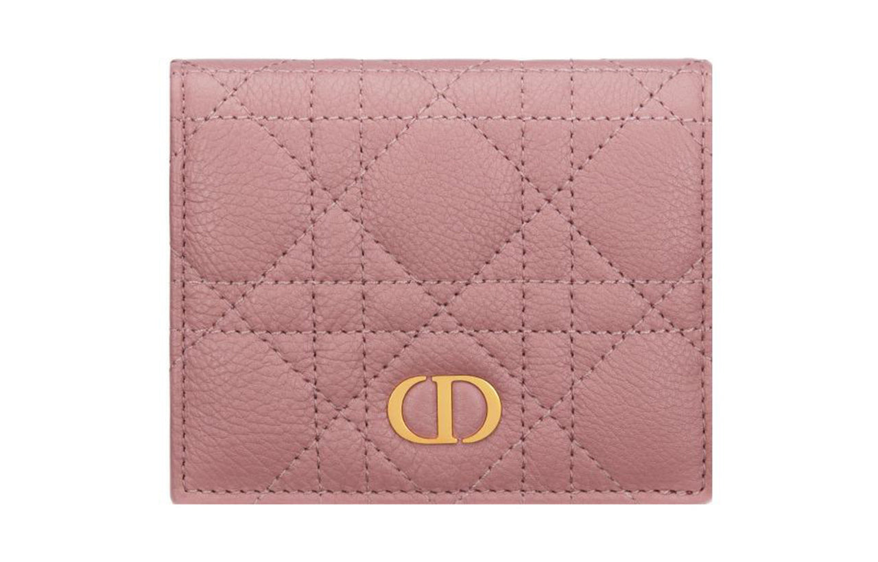 DIOR Caro Calfskin Wallet Mini Women's Dark Pink