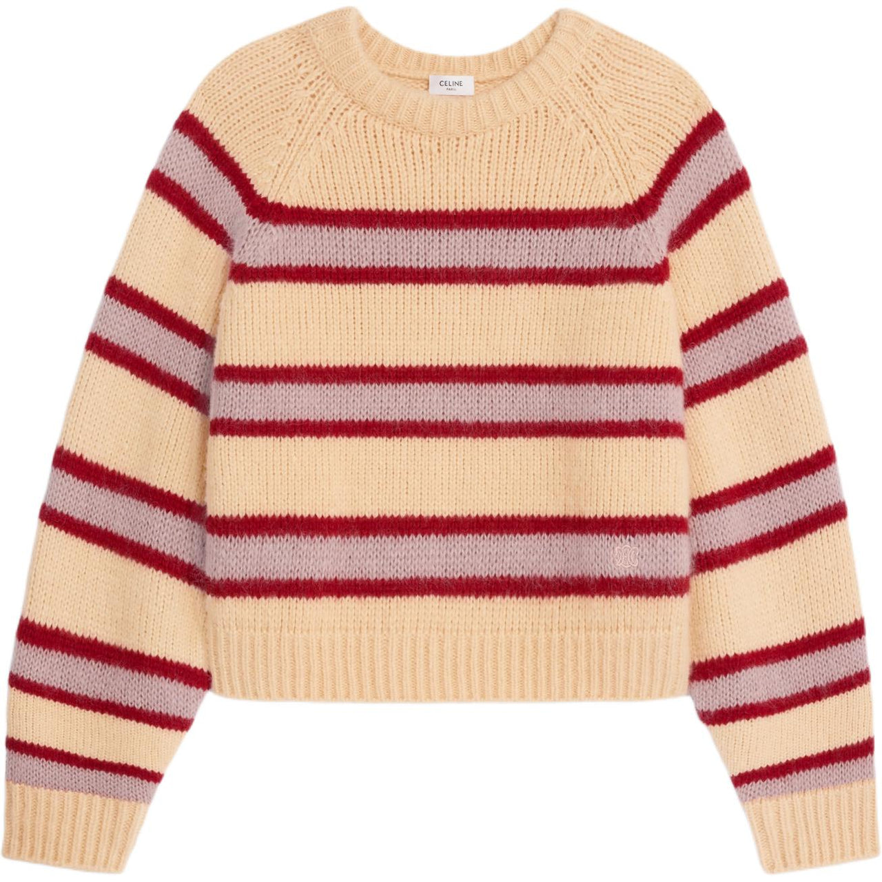 CELINE Crew Neck Sweater In Striped Cashmere And Wool
