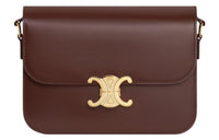 CELINE Triomphe Arc De Triomphe Shiny Calfskin Shoulder Bag Portable Crossbody Bag Shoulder Bag Women's Chestnut Brown