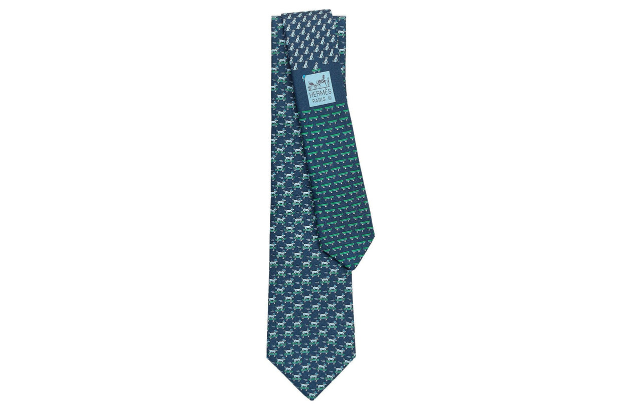 HERMES Ties Men Marine Blue