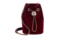 CHANEL Velour Bucket Bag, Portable Crossbody Bag, Shoulder Bag Women's Burgundy