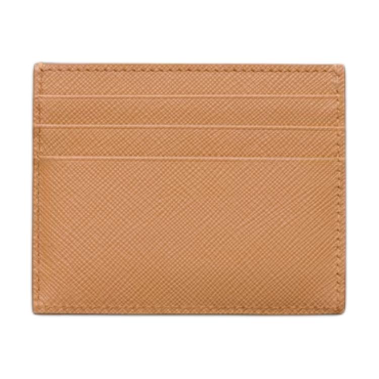 PRADA Calfskin Card Holder Women's Natural