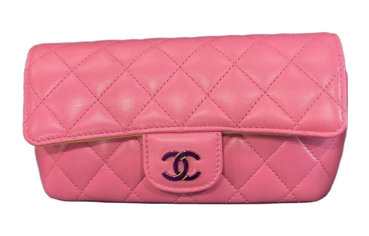 CHANEL Lambskin Storage Bag, Shoulder Bag, Crossbody Bag, Eyeglass Pouch Medium Size Women's Pink