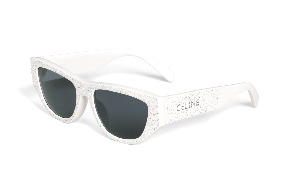 CELINE Acetate Cat Eye Sunglasses Women's White