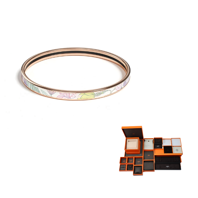 HERMES Enamel, Rose Gold Plated, Hardware Accessories Bangles Women's Rose Gold