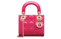 DIOR Lady Dior Patent Leather Cowhide Dior Bag Shoulder Bag Crossbody Bag Handbag Mini Women's Purple Pink