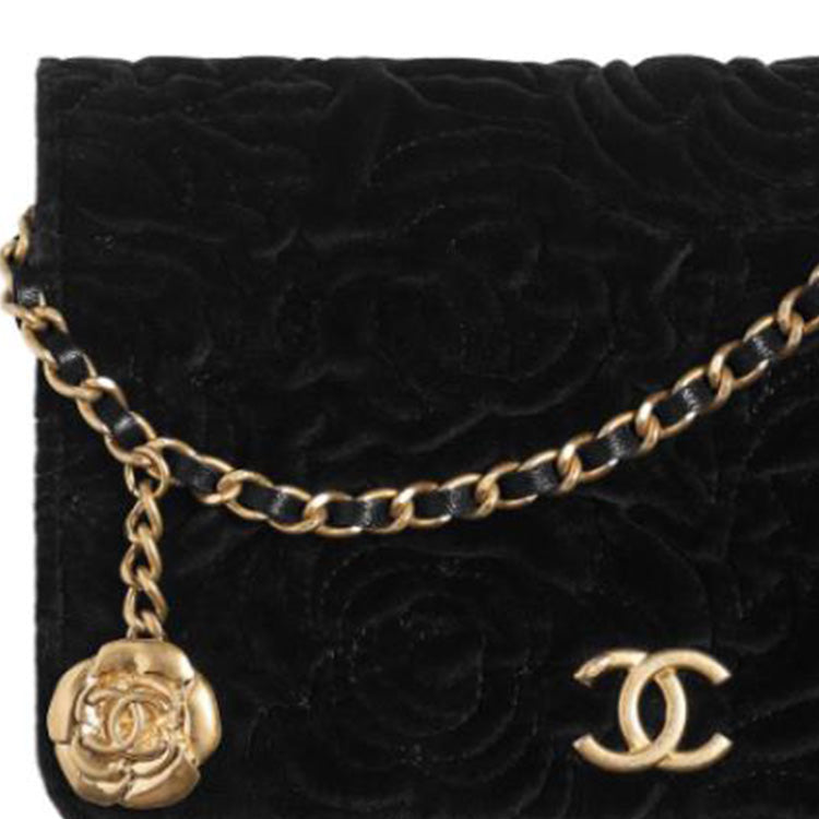 CHANEL WOC Velour Crossbody Bag Shoulder Bag Women's Black
