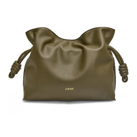 LOEWE Medium Flamenco Clutch In Nappa Calfskin Dark Khaki Green