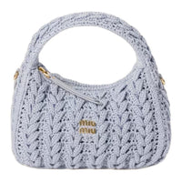 MIU MIU Wander Series Cotton Crescent Bag Shoulder Bag Crossbody Bag Handbag Women's Cornflower Blue