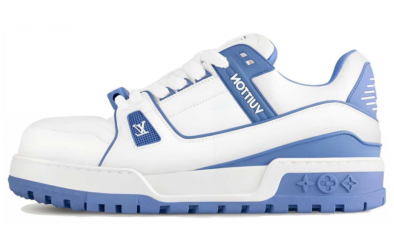 LOUIS VUITTON Trainer Maxi Little Chubby Ding Low-Top Skateboard Shoes Women's White Blue