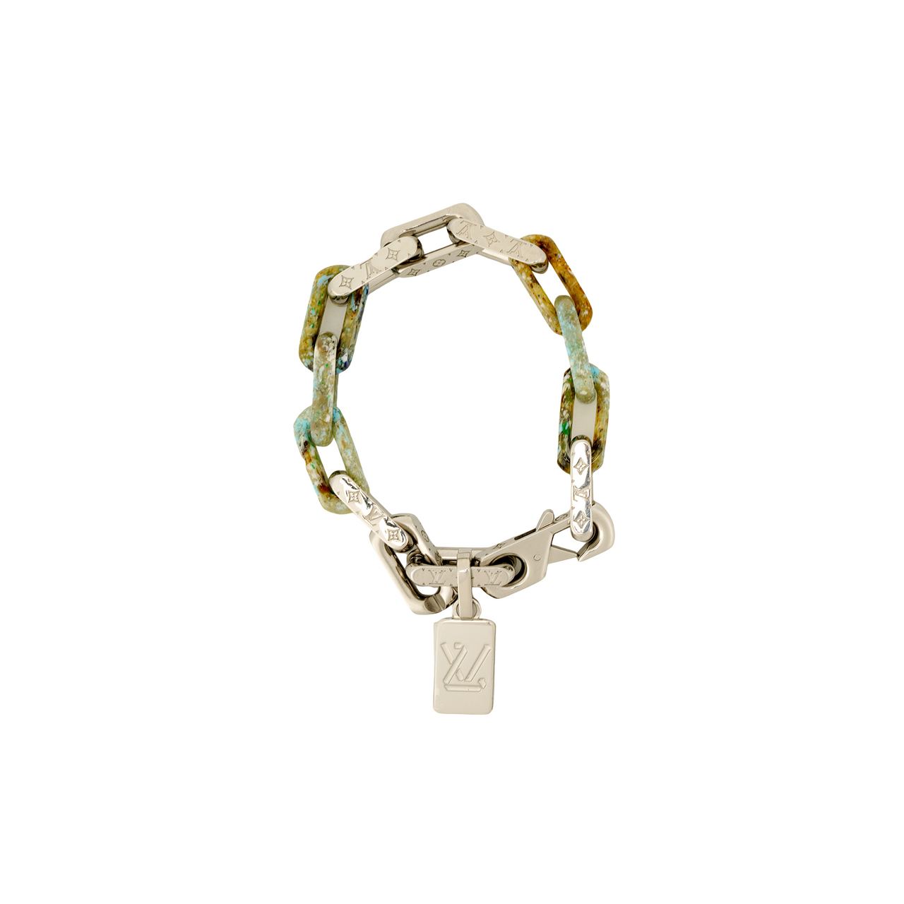 LOUIS VUITTON Metal Cuban Chain Men's Green/Silver