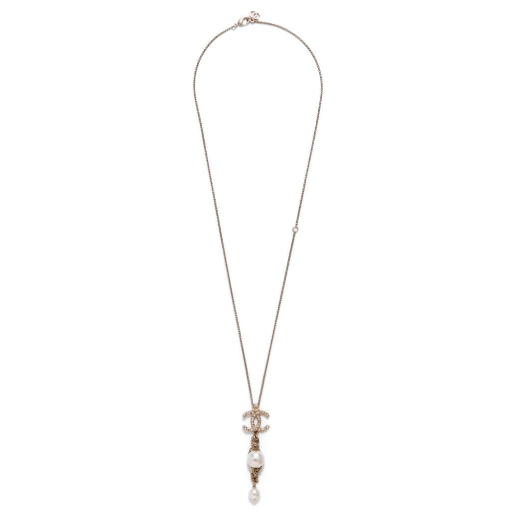 CHANEL 2000s Cc Faux-pearl Pendant Long Necklace