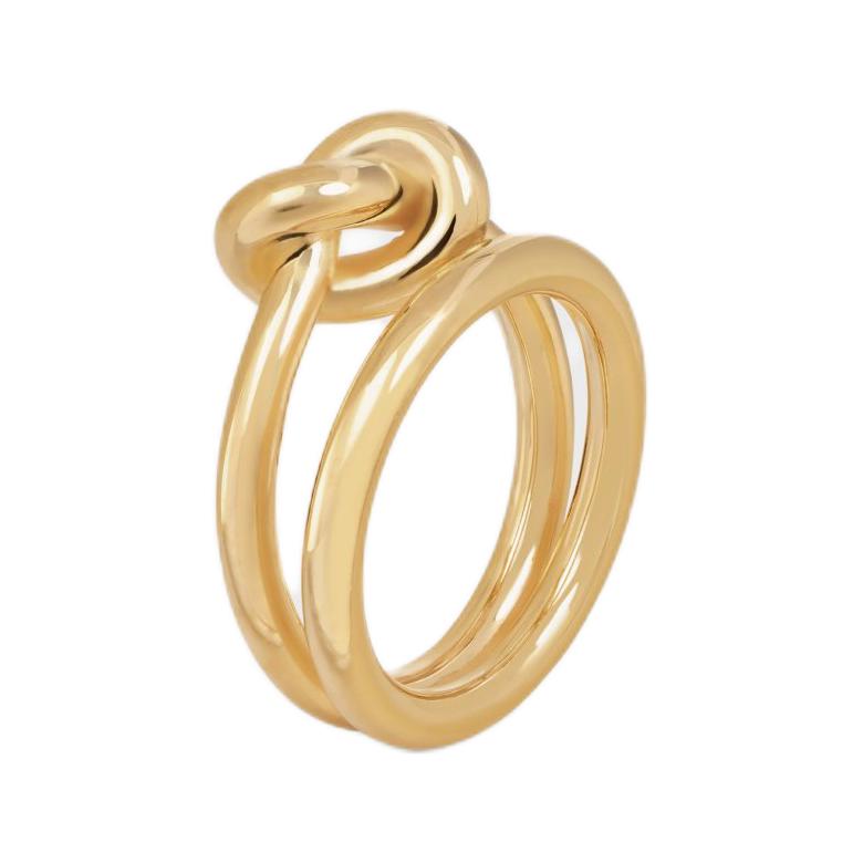 CELINE Knot Double Ring In Brass With Gold Finish