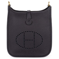 HERMES Evelyne Clemence Cow Leather Evelyn Shoulder Bag, Crossbody Bag Mini Women's Caban Black Cloth Color