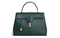 CELINE 16 Calfskin Shoulder Bag Crossbody Bag Handbag Large Size Women's Dark Green
