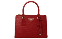 PRADA Galleria Killer Bag Crocodile Leather Shoulder Bag Crossbody Bag Handbag Small Size Women's Red