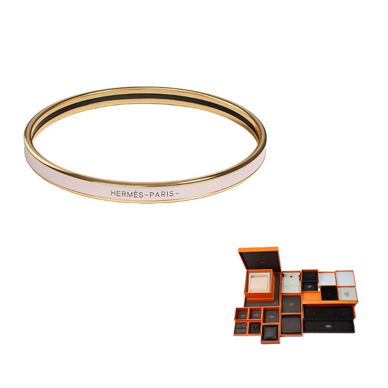 HERMES Enamel Bangles Women's Gold