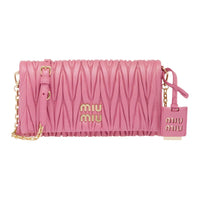 MIU MIU Quilted Nappa Leather Shoulder Bag Crossbody Bag Women's Begonia Pink Red