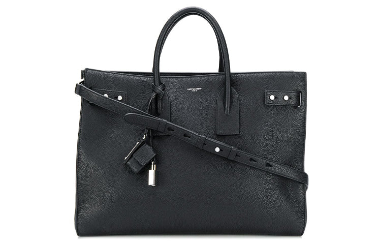 SAINT LAURENT SAC DE JOUR Genuine Leather Tote Bag Shopping Bag Handbag Large Size Women's Black