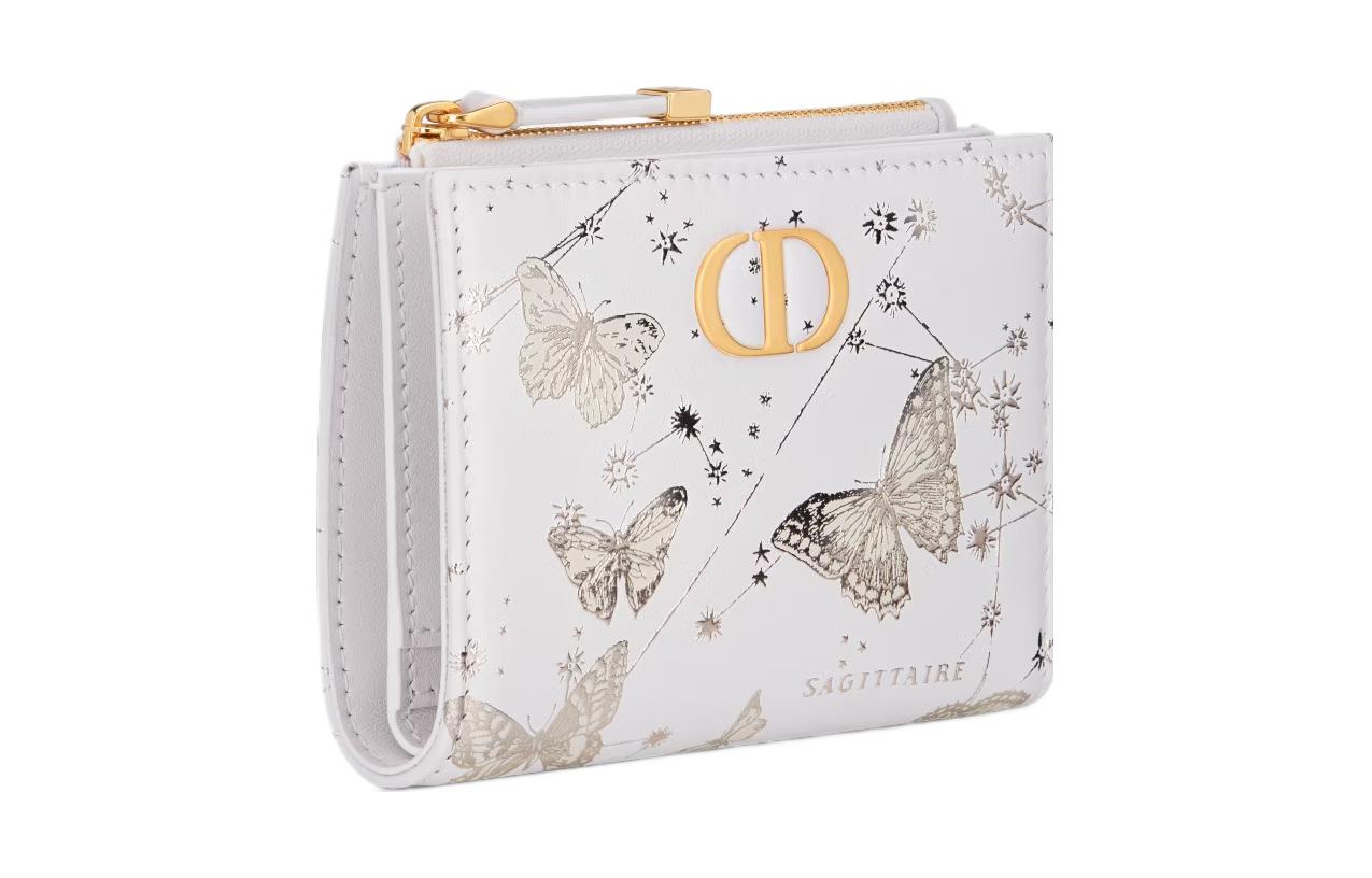 DIOR Caro Calfskin Wallet Women's White