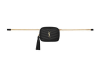 SAINT LAURENT LOU Quilted Grained Embossed Leather Camera Bag Fanny Pack Mini Women's Black