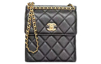 CHANEL Embossed Calfskin With Grains Mouth Cover Bag Crossbody Bag Mini Women's Black