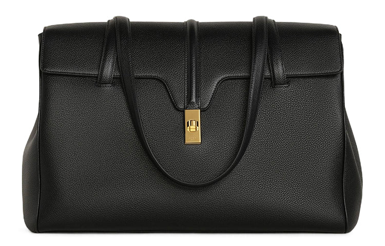 CELINE 16 Litchi Grain Tote Bag Shopping Bag Handbag Shoulder Bags Large Size Women's Black