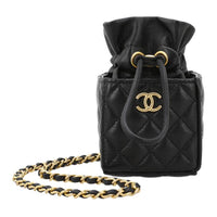 CHANEL Leather Shoulder Bag Crossbody Bag Unisex Black