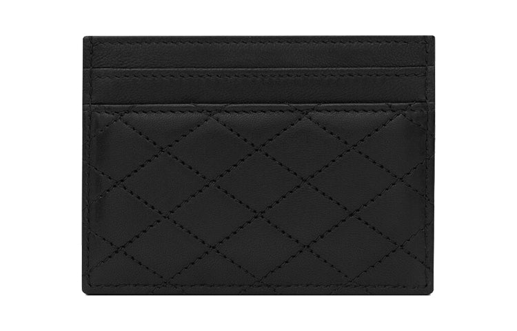 SAINT LAURENT GABY Quilting Sheepskin Card Holder Women's Black
