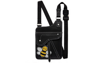 DIOR Shawn Collaboration Cow Leather Fanny Pack Sling Bag Shoulder Bag Crossbody Bag Unisex Black