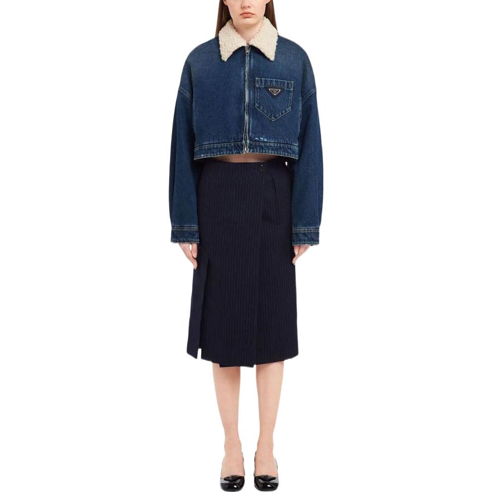 PRADA Cropped Coats Women's Blue