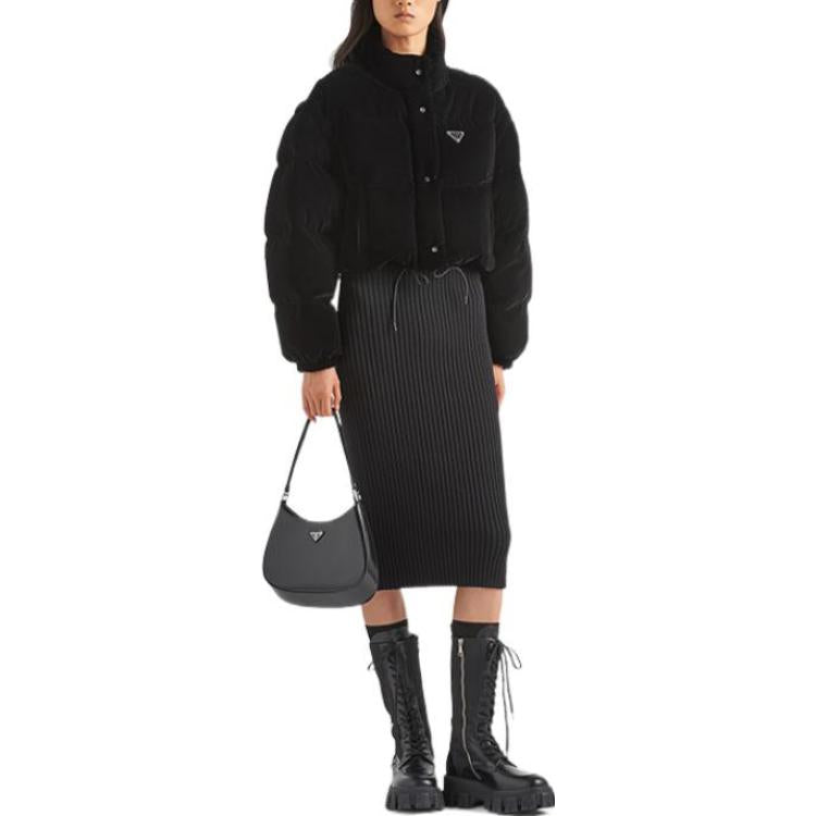 PRADA Convertible Velvet Down Jacket