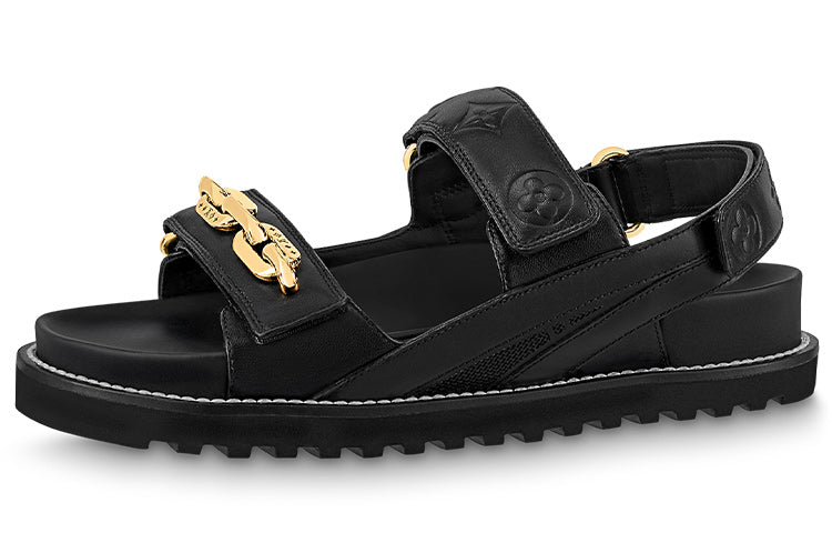 LOUIS VUITTON Paseo Comfort Beach Sandals Women's Black