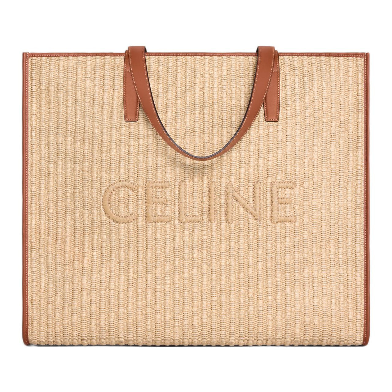 CELINE Cabas Plant Material Handbag Regular Men's Natural Color/Tan