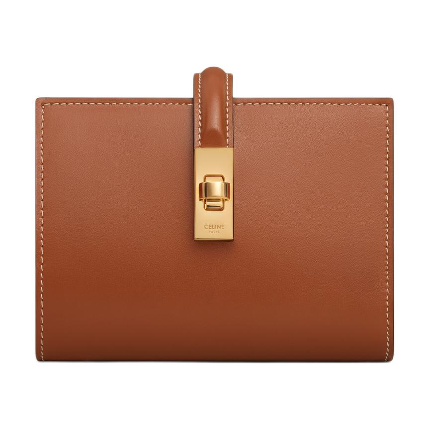 CELINE Shiny Calfskin Wallet Women's Brown