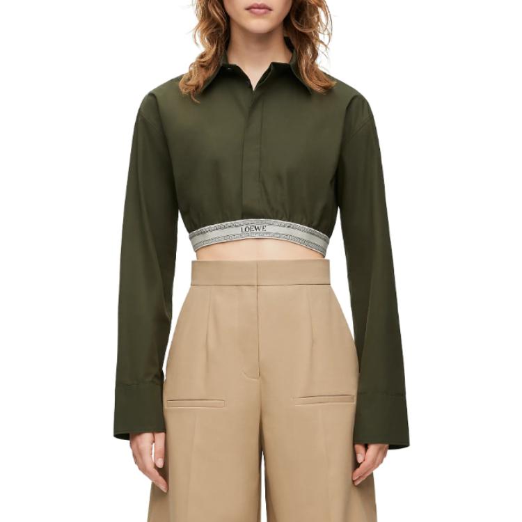 LOEWE Cropped Shirt 'Dark Olive Green'