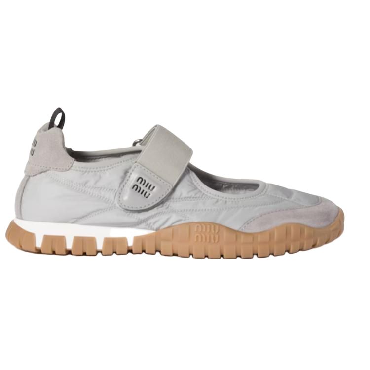 MIU MIU Tyre Flat Mary Jane Shoes Women's Gray