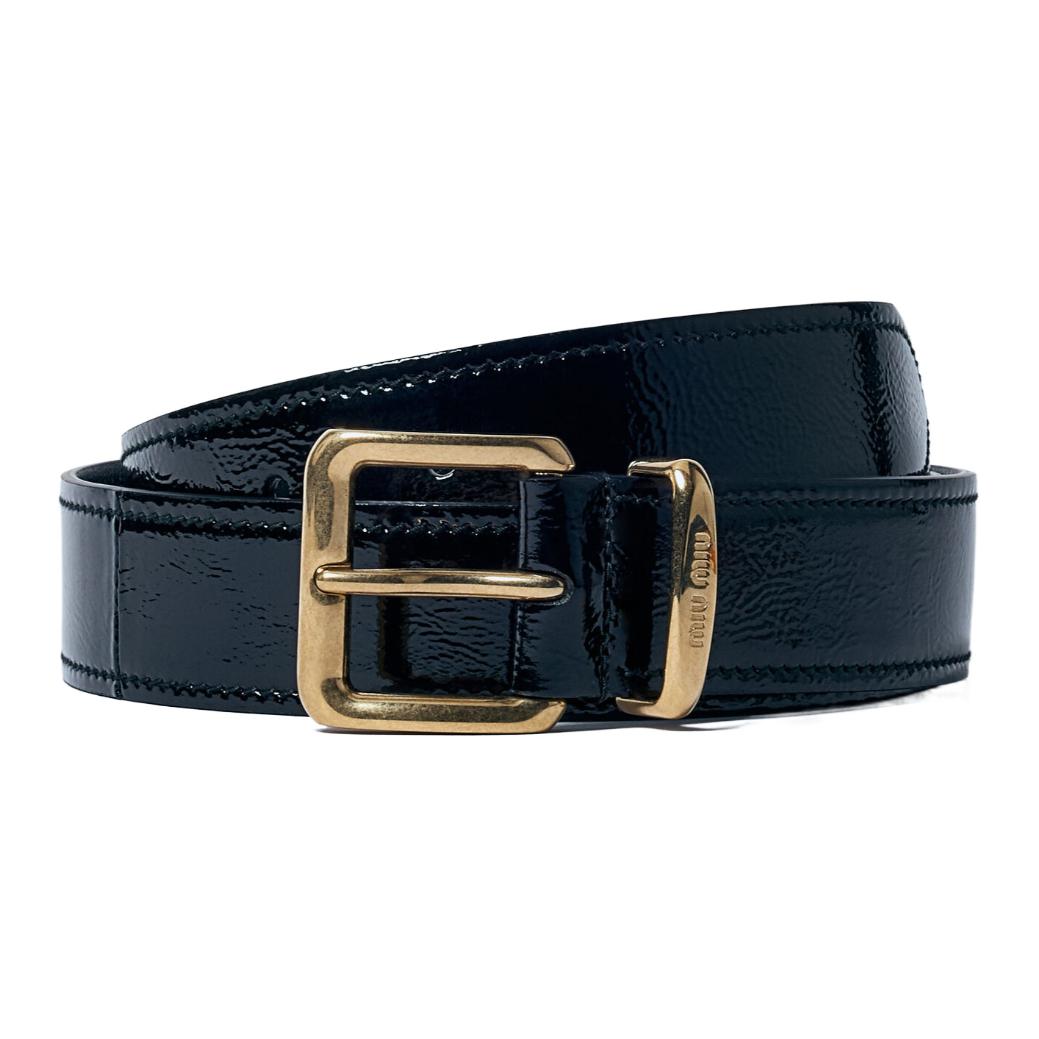 MIU MIU Leather Belts Women's Black Width 3CM