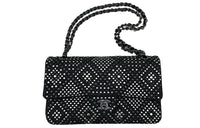 CHANEL 22PClassic Flap CF Tweed Mouth Cover Bag Crossbody Bag Medium Size Women's Black