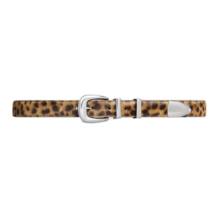 CELINE Medium Western Belt In Pony Calfskin With Leopard Print