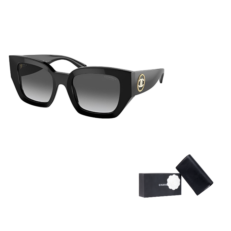 CHANEL Plate Frame Butterfly Sunglasses Unisex Black
