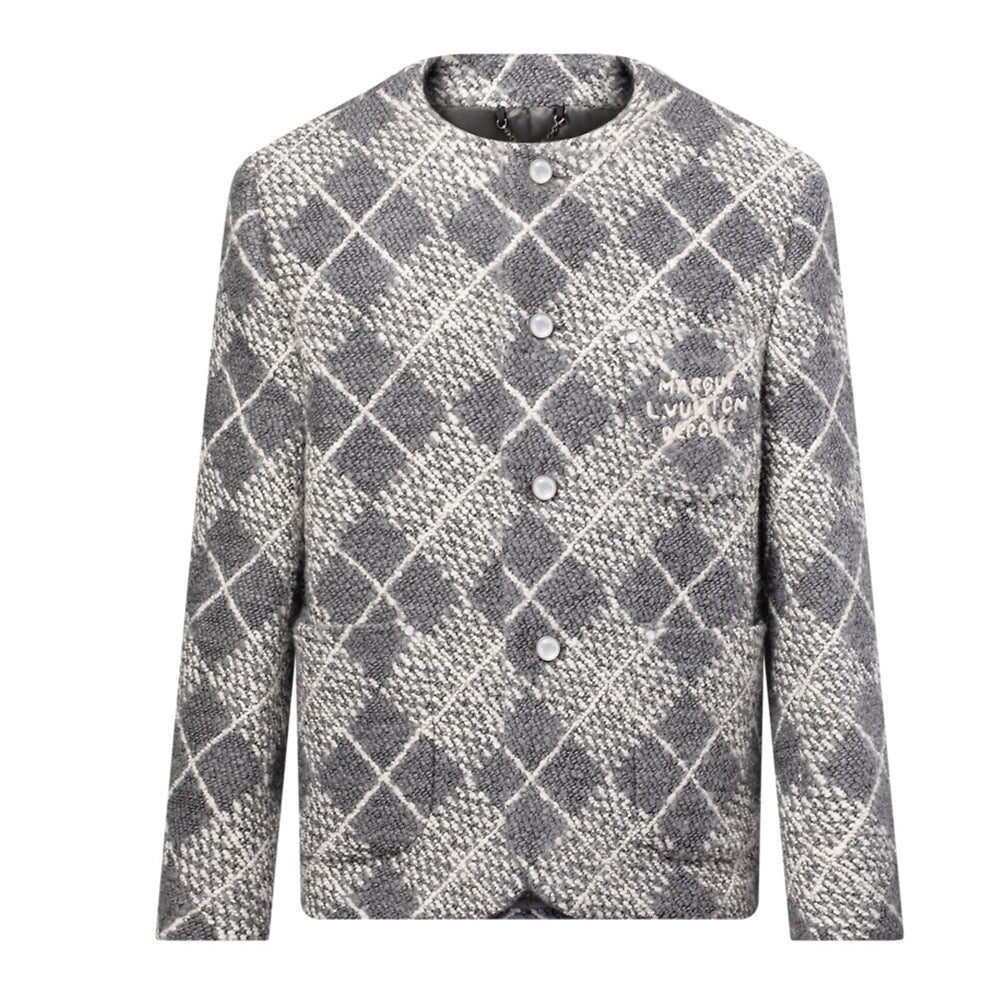 LOUIS VUITTON Chic Collarless Wool Jacket