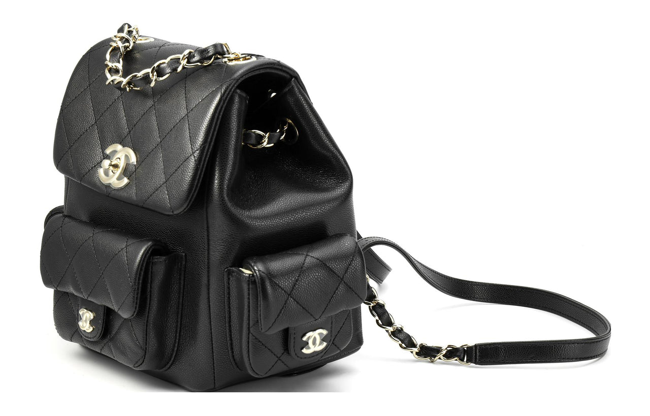 CHANEL Duma Grained Cow Leather Explosive Bag Shape Backpack Large Size Unisex Black