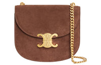 CELINE Triomphe Velvet With Calfskin And Suede Messenger Bag, Shoulder Bag, Crossbody Bag Regular Women's Brown