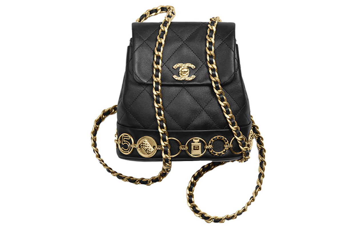 CHANEL Calfskin Backpack Women's Black