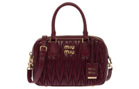 MIU MIU Matelassé Soft Sheep Leather Shoulder Bag Crossbody Bag Handbag Women's Burgundy