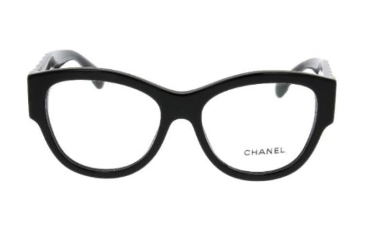 CHANEL - Irregular Shape Eyeglass Frames Unisex Black