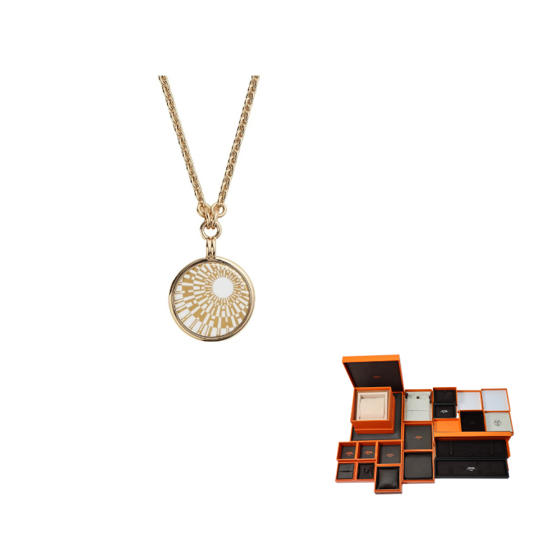 HERMES Enamel Metal Parts Necklaces Women's Gold