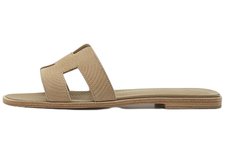 HERMES Slide Slippers Women's Milk Tea Beige