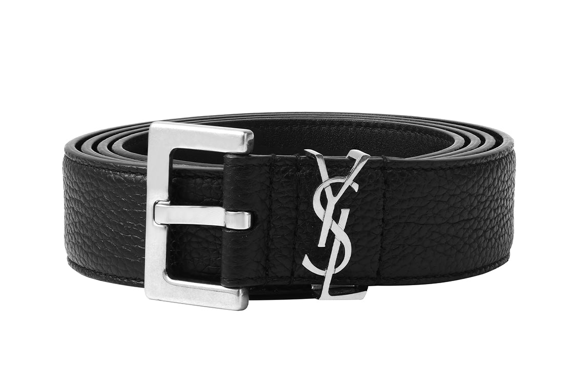 SAINT LAURENT Cassandre Belt In Grained Leather